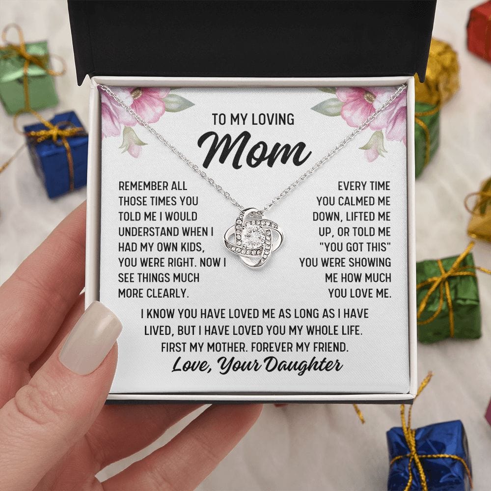 To Mom From Daughter "Remember all those times..." Love Knot Necklace
