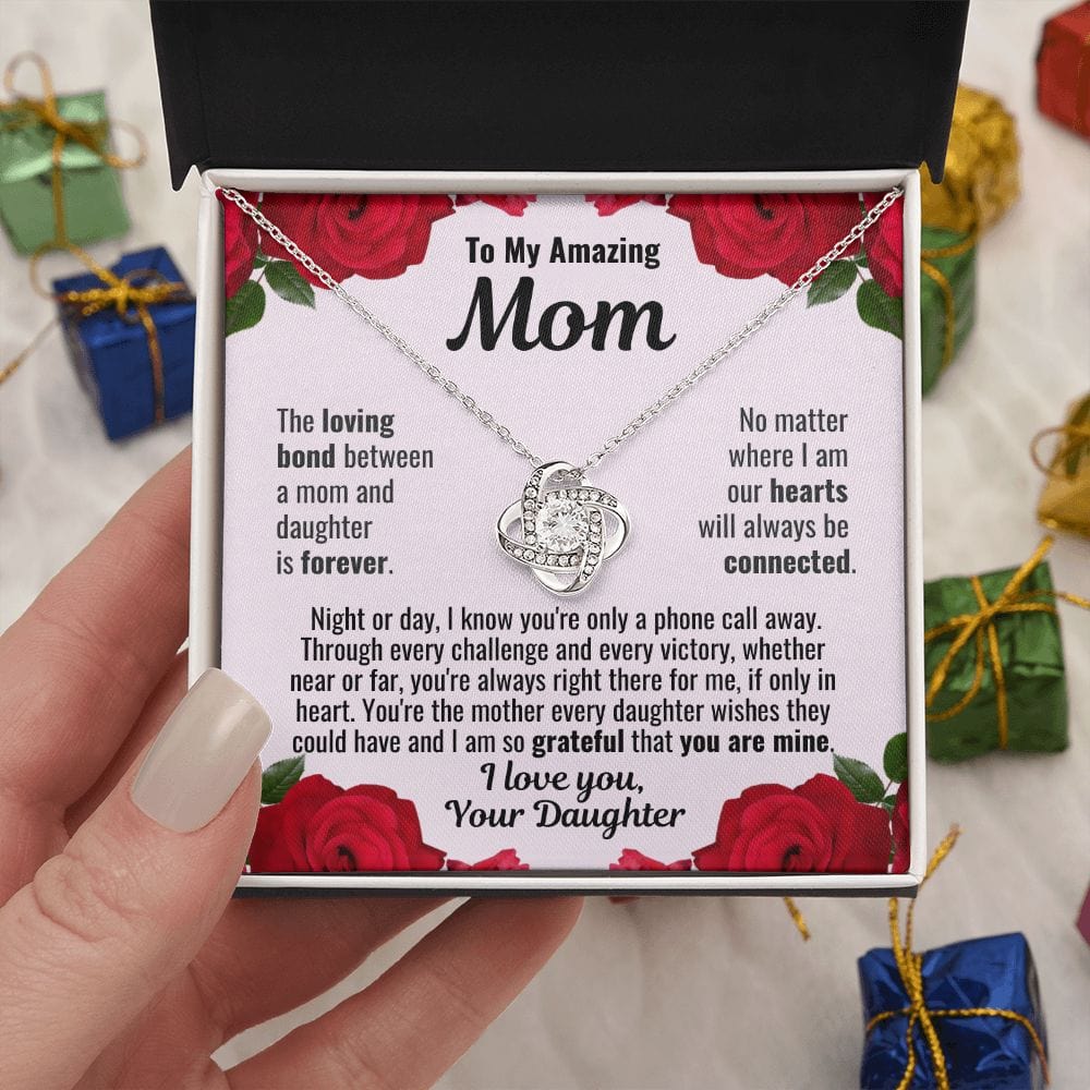 To Mom From Daughter "The loving bond..." Love Knot Necklace