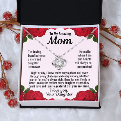 To Mom From Daughter "The loving bond..." Love Knot Necklace