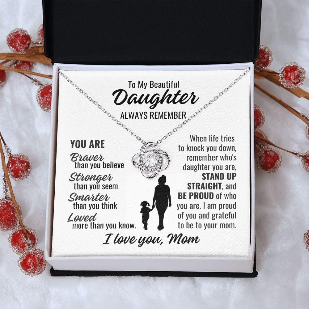 To Daughter From Mom "Always Remember..." Love Knot Necklace