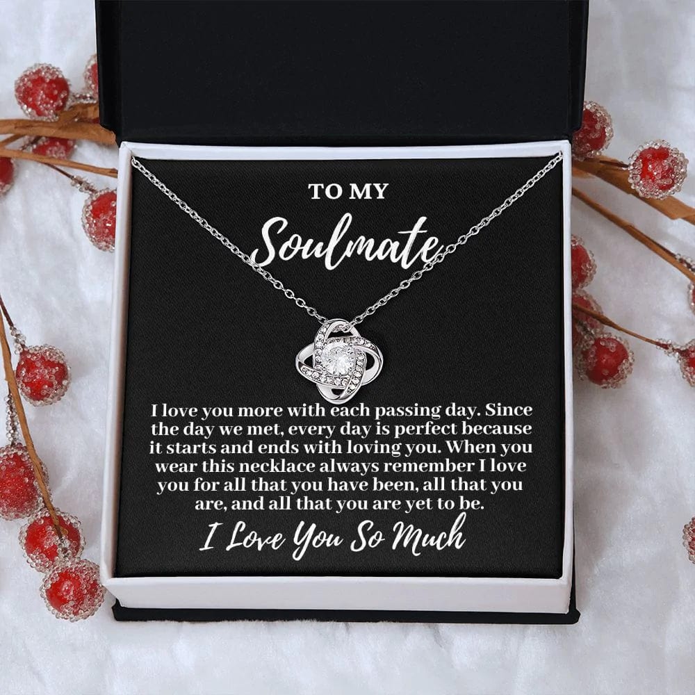 To My Soulmate "I love you more..." Love Knot Necklace