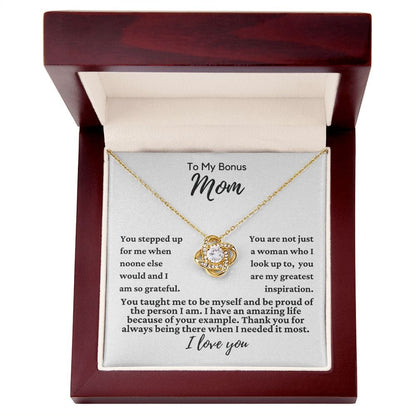 To My Bonus Mom "You stepped up..." Love Knot Necklace