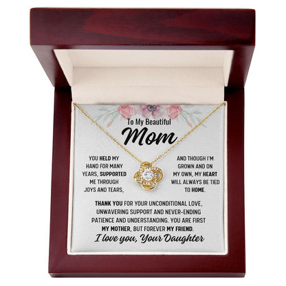 To Mom From Daughter "You held my hand..." Love Knot Necklace