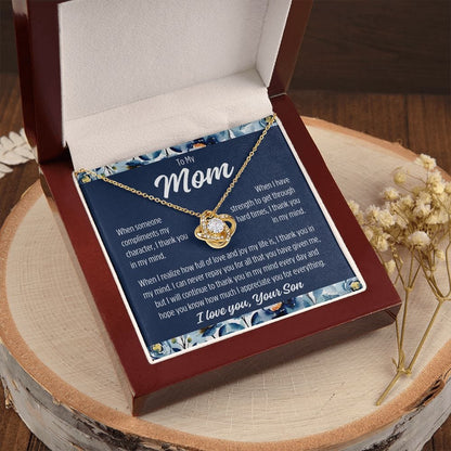 To Mom From Son "When someone..." Love Knot Necklace