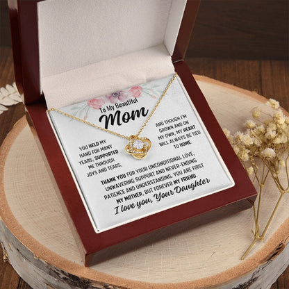 To Mom From Daughter "You held my hand..." Love Knot Necklace