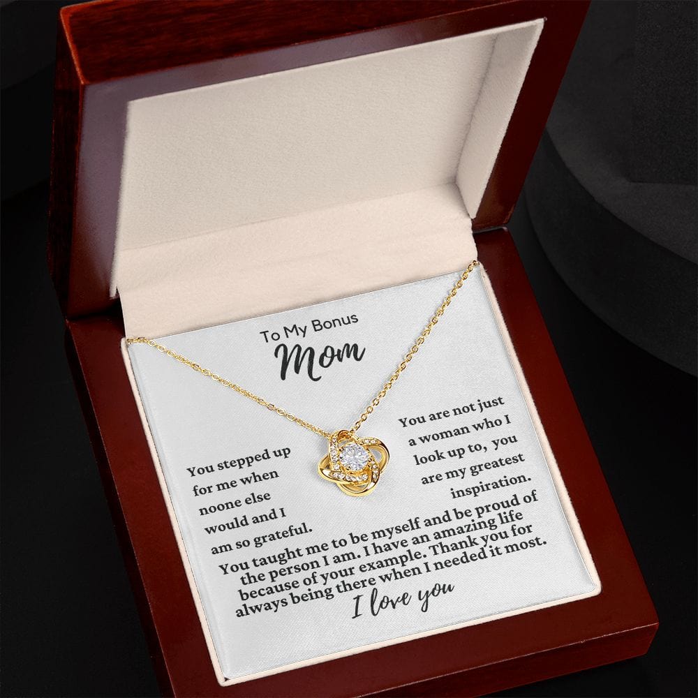 To My Bonus Mom "You stepped up..." Love Knot Necklace