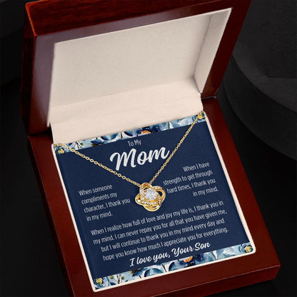 To Mom From Son "When someone..." Love Knot Necklace