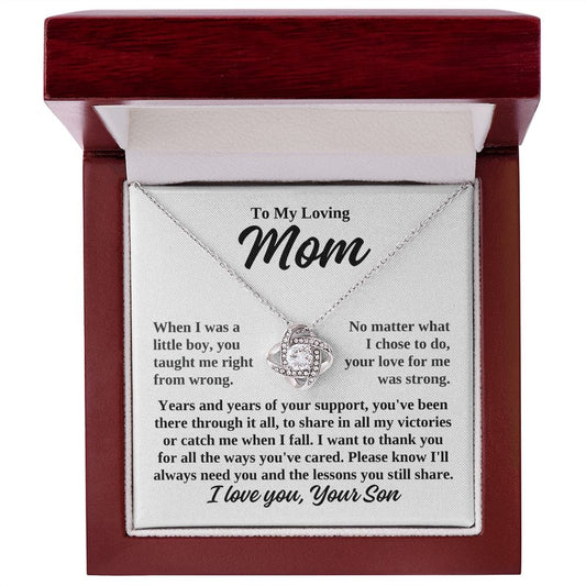 To Mom From Son "When I was a little boy..."  Love Knot Necklace
