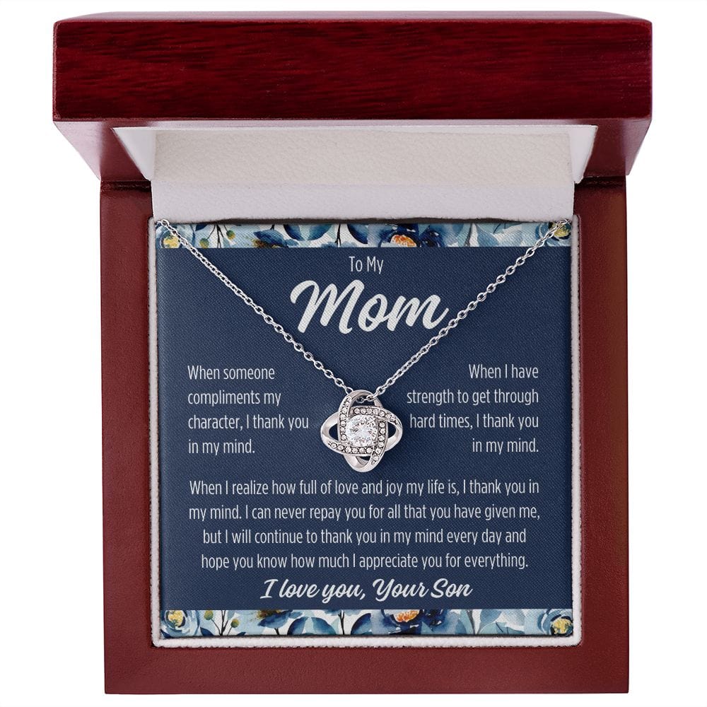 To Mom From Son "When someone..." Love Knot Necklace