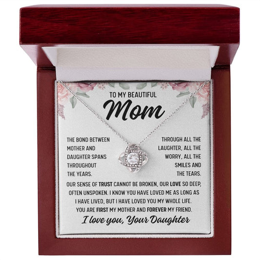 To Mom From Daughter "The bond between..." Love Knot Necklace