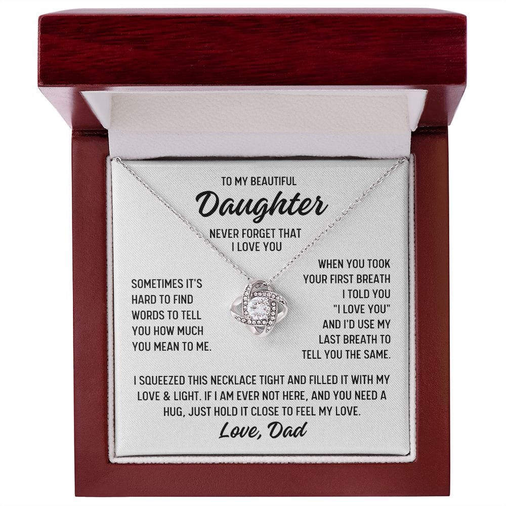 To Daughter From Dad "Sometimes it's hard to find..." Love Knot Necklace