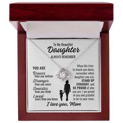 To Daughter From Mom "Always Remember..." Love Knot Necklace