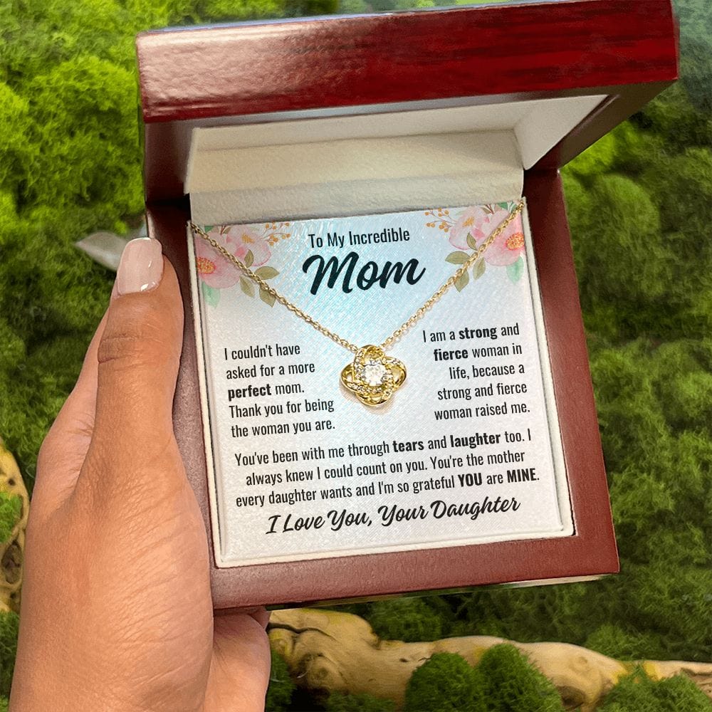 To Mom From Daughter "I couldn't have asked..." Love Knot Necklace