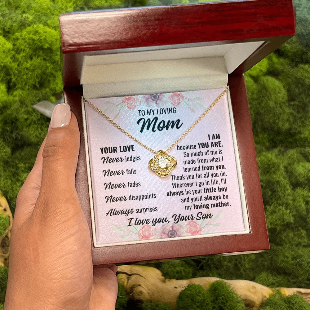 To Mom From Son "Your Love Never..." Love Knot Necklace