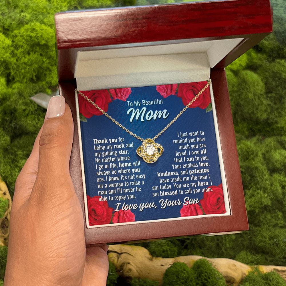 To Mom From Son "Thank you for being..." Love Knot Necklace