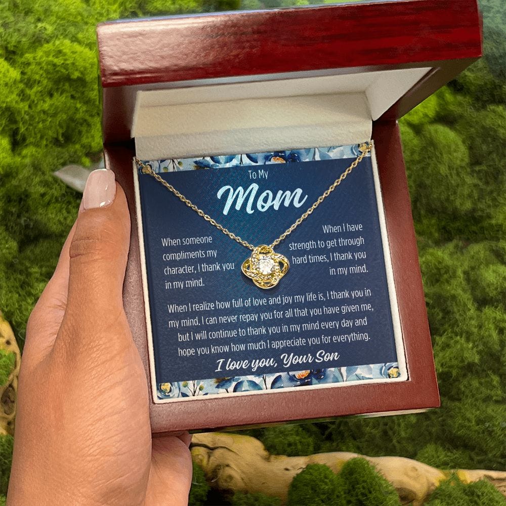To Mom From Son "When someone..." Love Knot Necklace