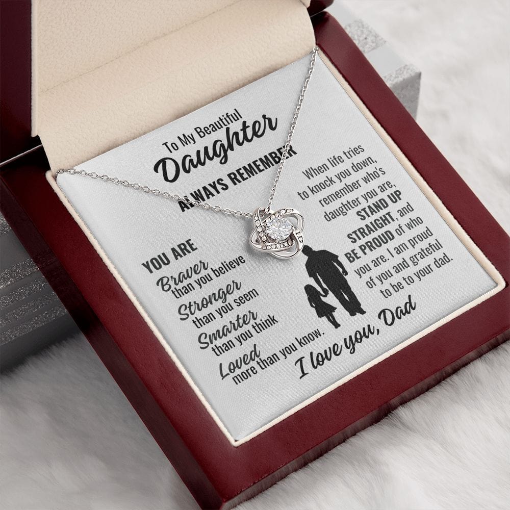 To Daughter From Dad "Always remember..." Love Knot Necklace
