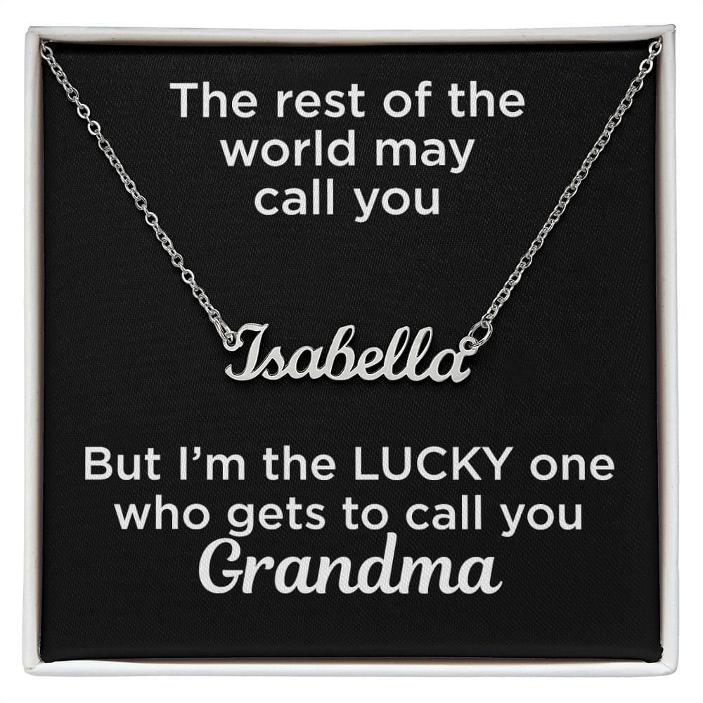 Gift to Grandma Custom Name Necklace Polished Stainless Steel