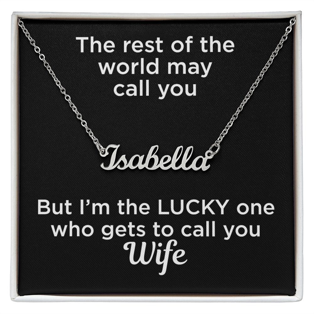 Gift to Wife Custom Name Necklace Polished Stainless Steel