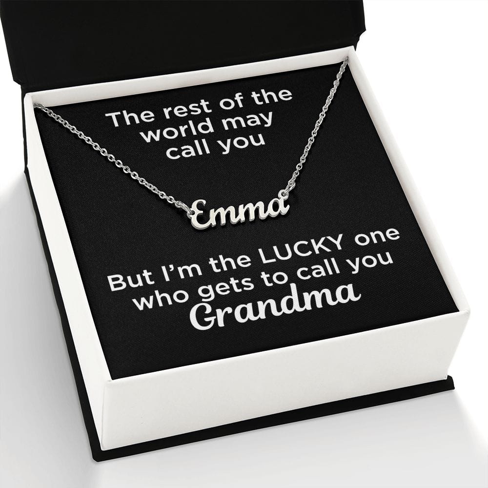 Gift to Grandma Custom Name Necklace Polished Stainless Steel