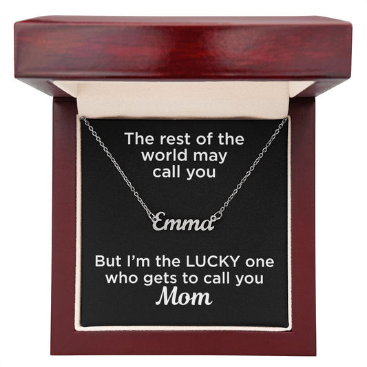 Gift to Mom Custom Name Necklace Polished Stainless Steel