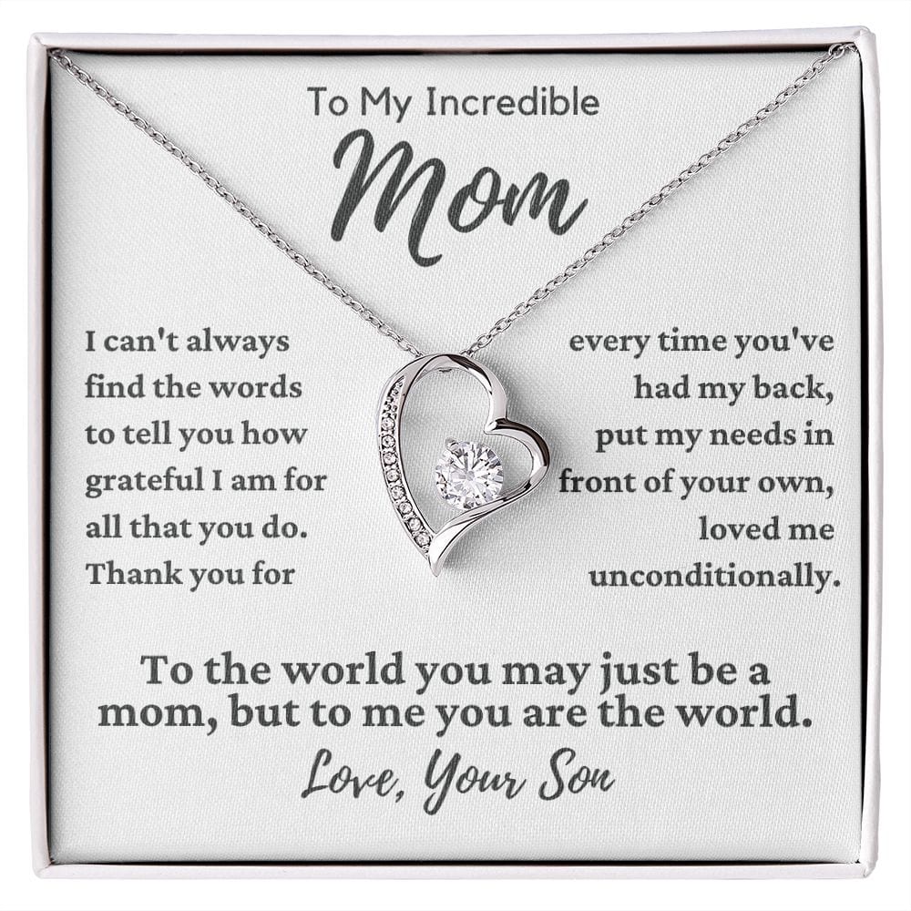 To Mom From Son "I can't always find the words..." Heart Necklace