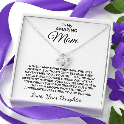 Others May Think...Love Knot 14K White Gold Over Stainless Steel Necklace To Mom From Daughter