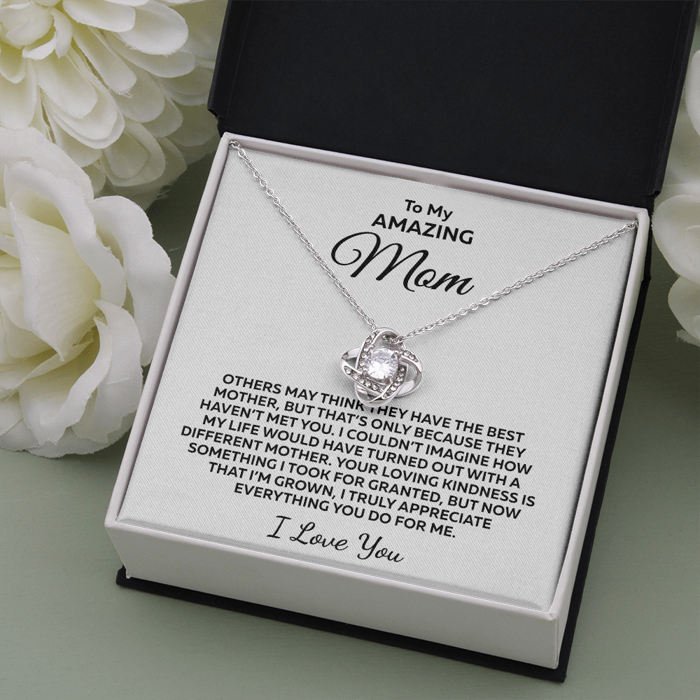 Others May Think... Love Knot 14K White Gold Over Stainless Steel Necklace To Mom from Son or Daughter