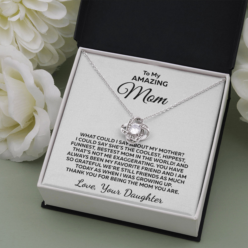 What Could I Say... Love Knot 14K White Gold Over Stainless Steel Necklace To Mom From Daughter