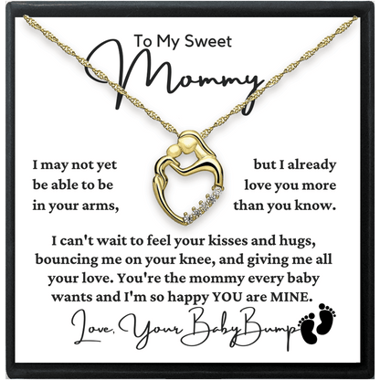 To Soon-to-be Mom From Baby Bump "I may be just a bump..." Mom Heart Necklace